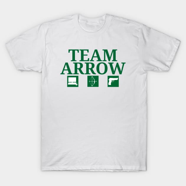 Team Arrow - Symbols w/ Text - Weapons T-Shirt by FangirlFuel